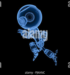 Le rendu 3d x-ray intelligence artificielle robot exécuter isolated on black Banque D'Images