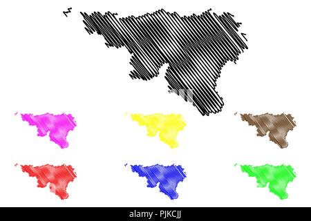 Wallonie (Communauté et région de la Belgique, Royaume de Belgique) map vector illustration gribouillage, croquis Wallonie site Illustration de Vecteur