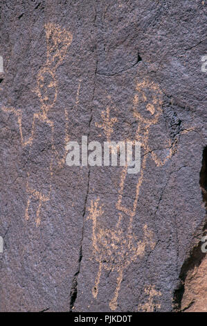 Pétroglyphes sur basalte, Petroglyph National Monument, Albuquerque, Nouveau Mexique. Photographie Banque D'Images