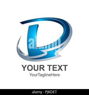 Lettre initiale d'élément de modèle de conception de logo 3d de couleur bleu argenté pour les entreprises électriques et logo Swoosh sur l'identité de l'entreprise Illustration de Vecteur