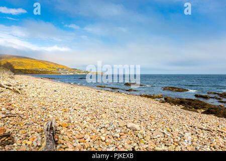 La vue de la plage rocheuse de Helmsdale Banque D'Images