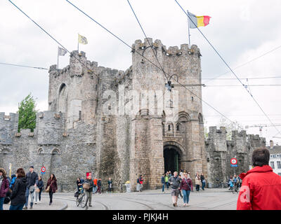 Gand, 28 avril : Après-midi sur le célèbre château des Comtes on APR 28, 2018 à Gand, Beligum Banque D'Images