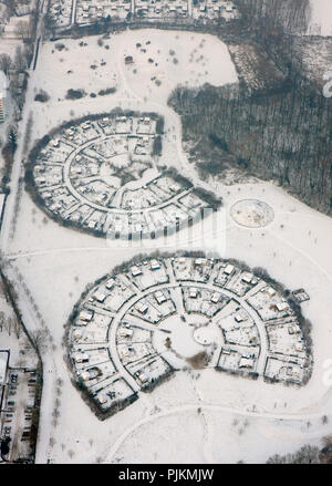 Vue aérienne, les allotissements jardin dans la neige, Scharnholz Grevel, Dortmund, Ruhr, Nordrhein-Westfalen, Germany, Europe Banque D'Images