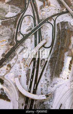 Vue aérienne, A40 site de construction en Donezkring la neige Hamm, de la Ruhr, Bochum, Rhénanie du Nord-Westphalie, Allemagne, Europe Banque D'Images