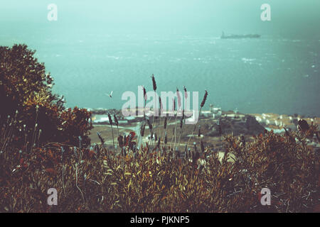 Vue sur la mer du rocher de Gibraltar, Banque D'Images