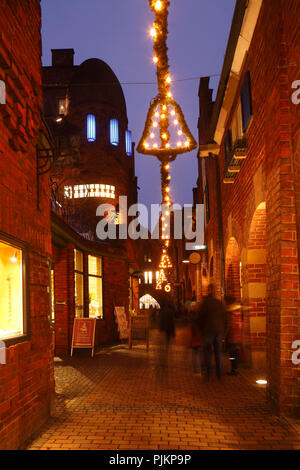 Lumières de Noël dans Böttcherstrasse avec Paula Modersohn Becker, Musée Paula Modersohn Becker House, Brême, Allemagne, Europe Banque D'Images