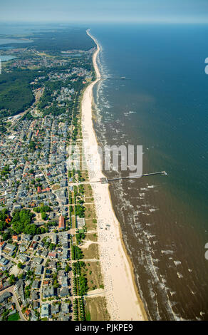 Seebad Ahlbeck, plage d'Ahlbeck, Heringsdorf Usedom, l'île, la mer Baltique, Mecklenburg-Vorpommern, Allemagne Banque D'Images