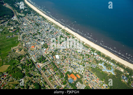 Seebad Ahlbeck, plage d'Ahlbeck, Heringsdorf Usedom, l'île, la mer Baltique, Mecklenburg-Vorpommern, Allemagne Banque D'Images