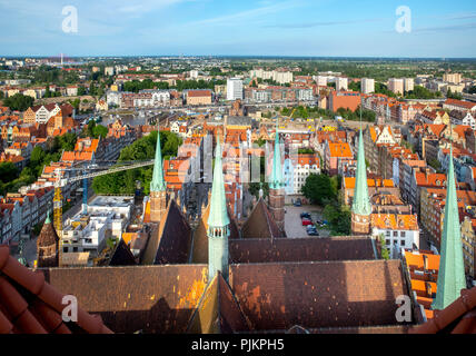 Gdansk, vue depuis l'église de la Vierge Marie, la vieille ville de Gdansk, Danzig, Pomorskie, Pologne, Voïvodie de Banque D'Images