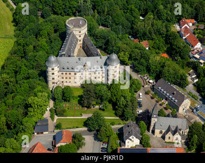 Le château de Wewelsburg, Hill dans le district de Wewelsburg la ville de Büren à Paderborn, bastion triangulaire, auberge de jeunesse, Auberge de Jeunesse allemande, Büren, Soester Börde, Rhénanie du Nord-Westphalie, Allemagne Banque D'Images