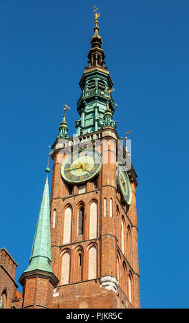 Hôtel de Ville, tour de l'horloge, Gdansk, Danzig, Pomorskie, Pologne, Voïvodie de Banque D'Images