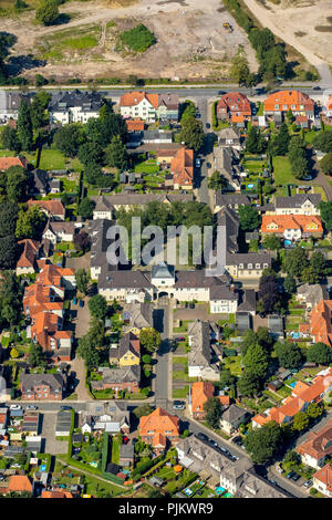 La mine de Dorsten-Hervest Fürst-Leopold historique immobilier, immobiliers de logement des travailleurs de la mine, maisons, Dorsten, Ruhr, Rhénanie du Nord-Westphalie, Allemagne Banque D'Images