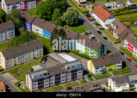Tenement houses comme participants à une compétition de façade, appartement loué, bloc d'appartements, Hamm, Ruhr, Rhénanie du Nord-Westphalie, Allemagne Banque D'Images