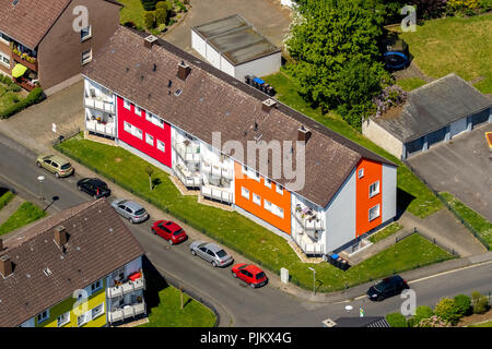 Tenement houses comme participants à une compétition de façade, appartement loué, bloc d'appartements, Hamm, Ruhr, Rhénanie du Nord-Westphalie, Allemagne Banque D'Images