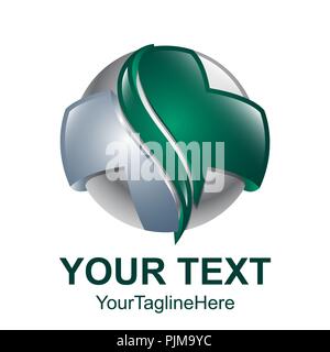 3D de vecteur symbole de fines herbes de médecine dans une croix verte isolée sur fond blanc Illustration de Vecteur