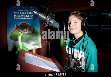 Jordi Int Panis, l'enregistrement de la voix off pour le Disney Pixar Animation Film Le Bon dinosaure (Belgique, 03/11/2015) Banque D'Images