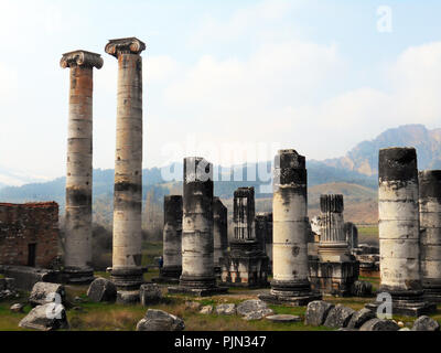 Certains des piliers et colonnes qui restent debout à l'emplacement du Temple d'Artémis à Éphèse/sardes en Turquie. Banque D'Images