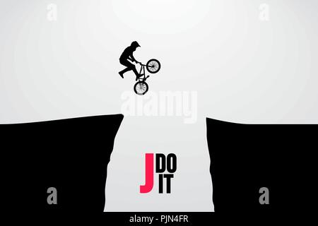 Silhouette d'un rider de BMX. Arrière-plan et le texte sur un calque séparé, la couleur peut être changée en un clic. Vector illustration Illustration de Vecteur