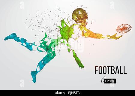 Silhouette d'un joueur de football. Points, lignes, triangles, texte, les effets de couleur et de l'arrière-plan sur une des couches distinctes, la couleur peut être changée en un clic. V Illustration de Vecteur