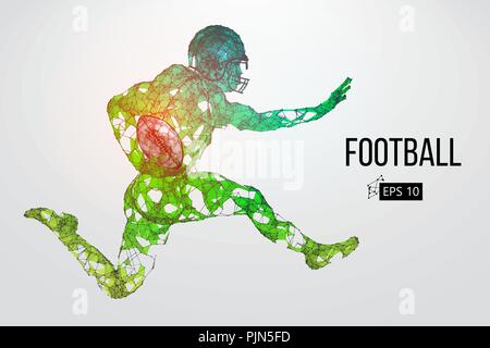 Silhouette d'un joueur de football. Points, lignes, triangles, texte, les effets de couleur et de l'arrière-plan sur une des couches distinctes, la couleur peut être changée en un clic. V Illustration de Vecteur