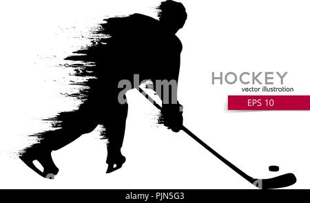 Silhouette d'un joueur de hockey. Arrière-plan et le texte sur un calque séparé, la couleur peut être changée en un clic. Vector illustration Illustration de Vecteur