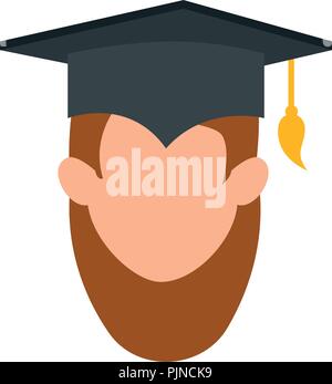 Étudiant diplômé avatar femme tête de caractère Illustration de Vecteur