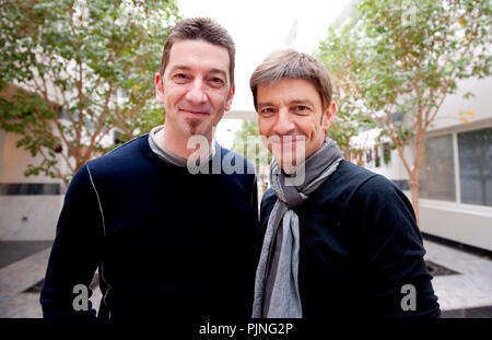 Kris Wauters et Koen Wauters lors de la présentation de la comédie musicale "domino" et Idool 2011 programme de télévision (Belgique, 27/01/2011) Banque D'Images