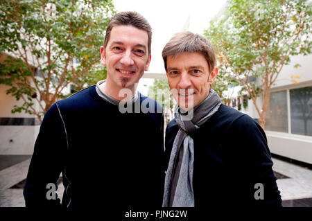 Kris Wauters et Koen Wauters lors de la présentation de la comédie musicale "domino" et Idool 2011 programme de télévision (Belgique, 27/01/2011) Banque D'Images