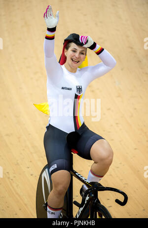 L'IMAGE DE FICHIER : le magazine allemand Der Spiegel révèle cycliste olympique médaille d'Kristina Vogel a été paralysé en juin 2018 à la suite d'un crash lors de la formation. Vogel prend la médaille d'or dans le sprint femmes à UCI Championnats du Monde de Cyclisme sur piste 2017 à Hong Kong. Banque D'Images