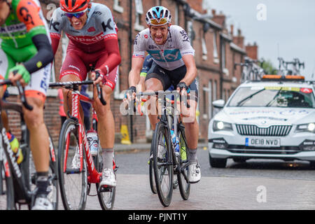 Newstead,Bretagne,UK : le 08 septembre 2018.L'équipe sky rider Ian Stannard remporte l'étape 7 à Mansfield. Stannard sur sa façon de victoire d'étape qu'on voit ici à Newstead. Crédit : Ian Francis/Alamy Live News Crédit : Ian Francis/Alamy Live News Crédit : Ian Francis/Alamy Live News Banque D'Images