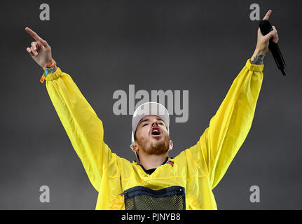 Berlin, Allemagne. 05Th Nov, 2018. Le rappeur Casper est sur la scène du festival de musique de deux jours sur la base de 18/12/06 le parc olympique. Credit : Britta Pedersen/dpa/Alamy Live News Banque D'Images