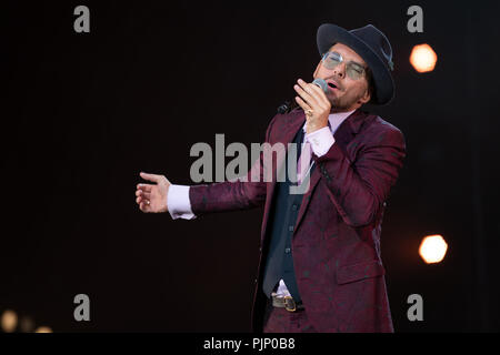 Singer-songwriter Matt Goss effectuant à prom du Park, Hyde Park, Angleterre.© Jason Richardson / Alamy Live News Banque D'Images