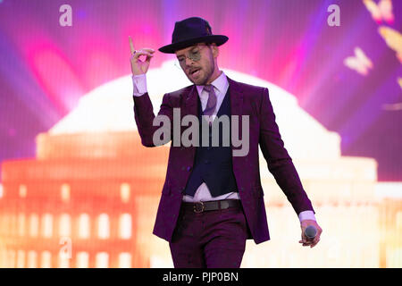 Singer-songwriter Matt Goss effectuant à prom du Park, Hyde Park, Angleterre.© Jason Richardson / Alamy Live News Banque D'Images