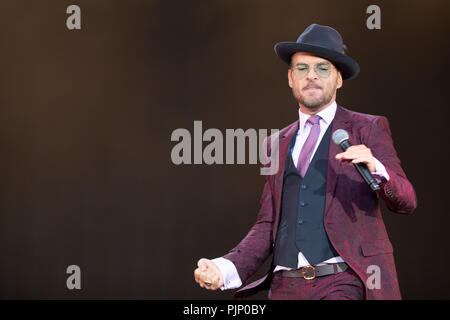 Singer-songwriter Matt Goss effectuant à prom du Park, Hyde Park, Angleterre.© Jason Richardson / Alamy Live News Banque D'Images