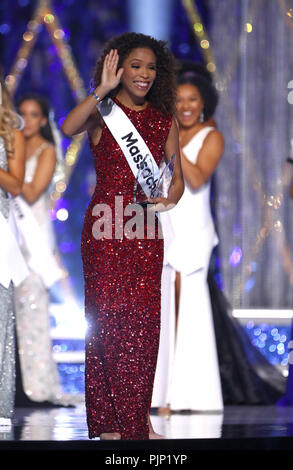 Atlantic City, NJ, USA. Sep 7, 2018. 08 septembre 2018 - Atlantic City, NJ- Mlle Massachusetts Gabriela Taveras. Miss America Pageant 2019 Gagnants préliminaire au Boardwalk Hall. Crédit photo : MJT/AdMedia : Crédit Mjt/AdMedia/ZUMA/Alamy Fil Live News Banque D'Images