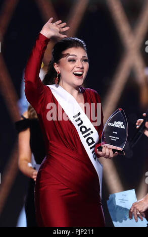 Atlantic City, NJ, USA. Sep 7, 2018. 08 septembre 2018 - Atlantic City, NJ- Mlle Indiana Lydia Suzan Tremaine. Miss America Pageant 2019 Gagnants préliminaire au Boardwalk Hall. Crédit photo : MJT/AdMedia : Crédit Mjt/AdMedia/ZUMA/Alamy Fil Live News Banque D'Images