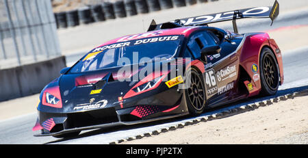 Monterey, CA, USA. 05Th Nov, 2018. A. #  46 Gdovic Pilotes B./S. Michimi qui sortent du tour 3 au cours de la Monterey Continental Grand Prix Lamborghini Super Trofeo à Weathertech Raceway Laguna Seca Monterey, CA Thurman James/CSM/Alamy Live News Banque D'Images