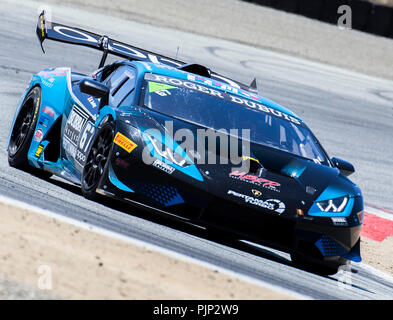 Monterey, CA, USA. 05Th Nov, 2018. A. #  67 Conducteurs S. Holbrook/M. Barkey venant du tour 2 au cours de la Monterey Continental Grand Prix Lamborghini Super Trofeo à Weathertech Raceway Laguna Seca Monterey, CA Thurman James/CSM/Alamy Live News Banque D'Images