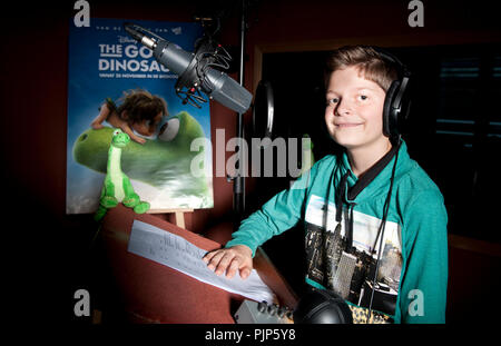 Jordi Int Panis, l'enregistrement de la voix off pour le Disney Pixar Animation Film Le Bon dinosaure (Belgique, 03/11/2015) Banque D'Images