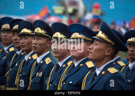 La cérémonie d'ouverture du festival Naadam 2018 à Oulan-Bator, en Mongolie. Banque D'Images