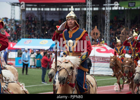 La cérémonie d'ouverture du festival Naadam 2018 à Oulan-Bator, en Mongolie. Banque D'Images