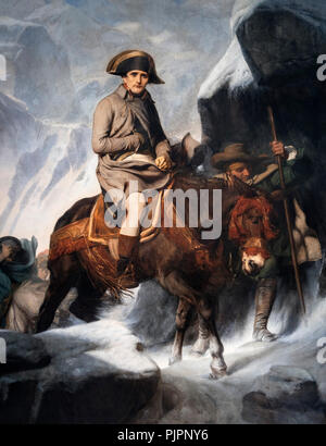 Napoléon Bonaparte franchissant les Alpes par Paul Delaroche, 1848. Banque D'Images
