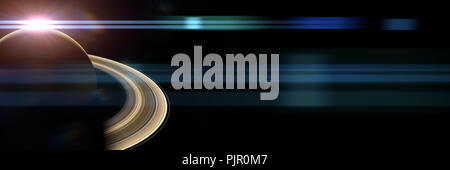Beau lever de soleil sur la planète Saturne avec Voie lactée en arrière-plan Banque D'Images