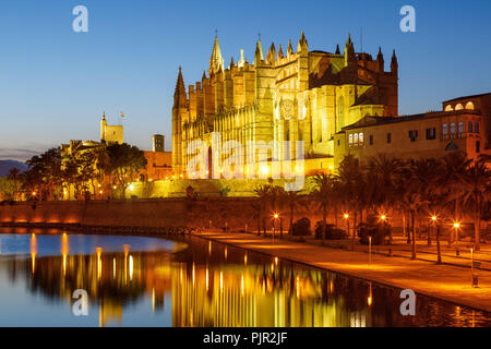 Catedral de Palma de Mallorca Majorque Cathédrale église copyspace nuit espagne tourisme voyage voyage Banque D'Images