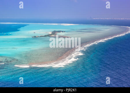 Vacances Maldives paradise island atoll de la mer tourisme photo aérienne Banque D'Images