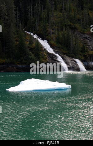 Twin Falls avec iceberg Banque D'Images