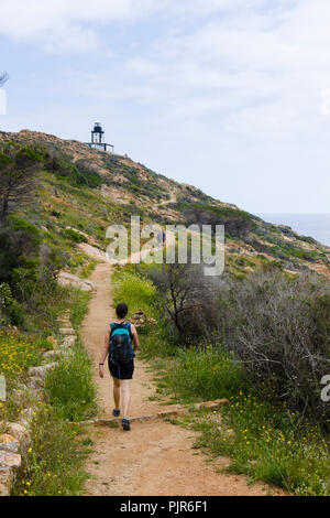 Sentier de la Revellata, sentier de randonnée de la pointe de la Revellata, Calvi, Corse, France Banque D'Images