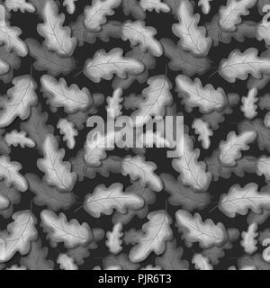 Feuilles de chêne modèle homogène. Le noir et blanc floral background Banque D'Images