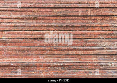 Platelage en bois de grange brown texture horizontale avec l'ancienne peinture Banque D'Images