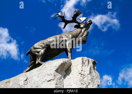 Caribou Monument Beaumont Hamel. Le Caribou était le symbole du Newfoundland Regiment qui a combattu ici le 1er juillet 1916 Banque D'Images